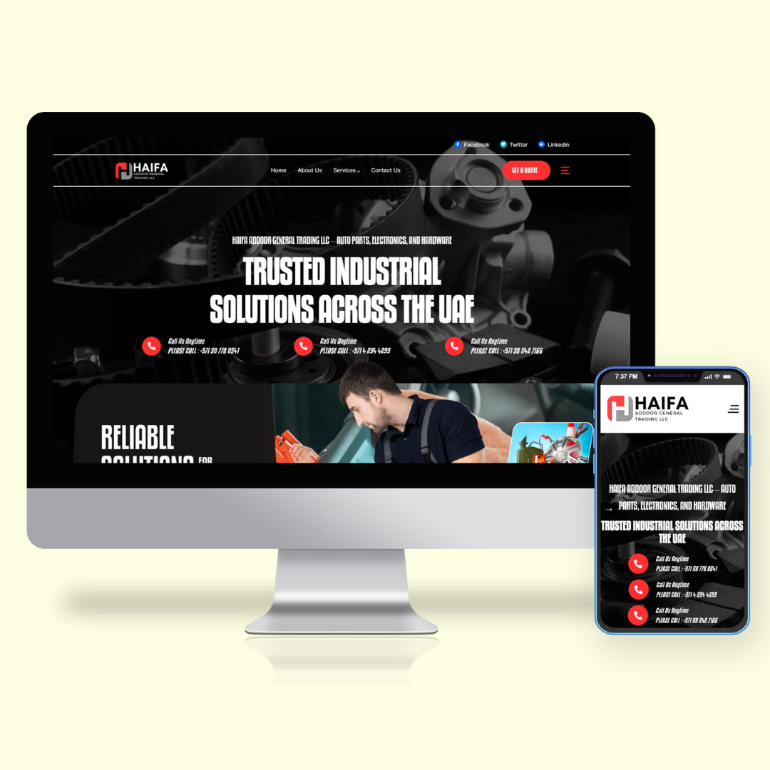 Haifa Autocare informative website for auto parts and electronics business